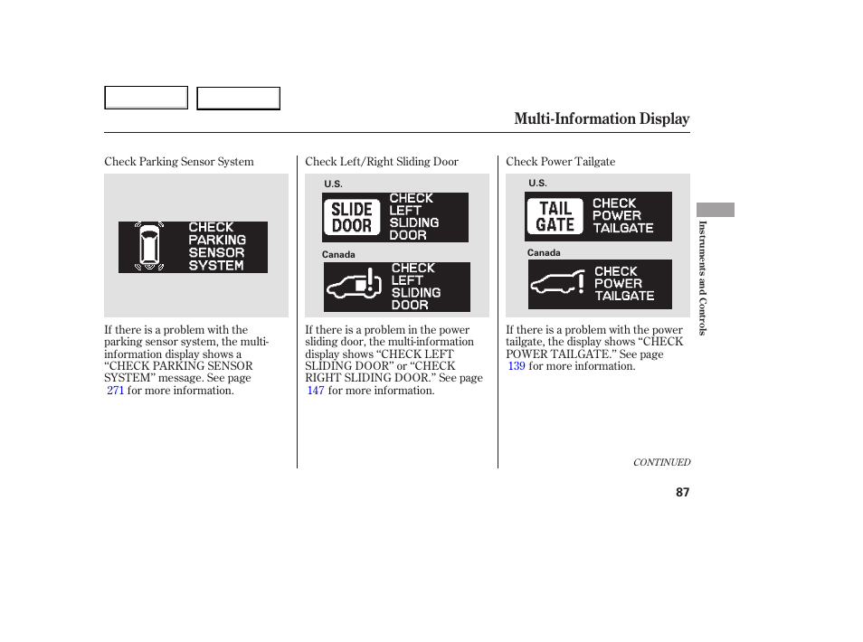 Multi-information display | HONDA 2005 Odyssey - Owner's Manual User Manual | Page 88 / 414