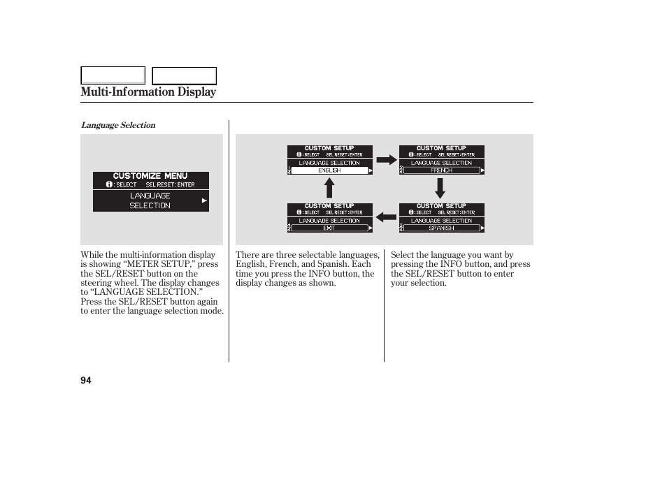 Multi-information display | HONDA 2005 Odyssey - Owner's Manual User Manual | Page 95 / 414