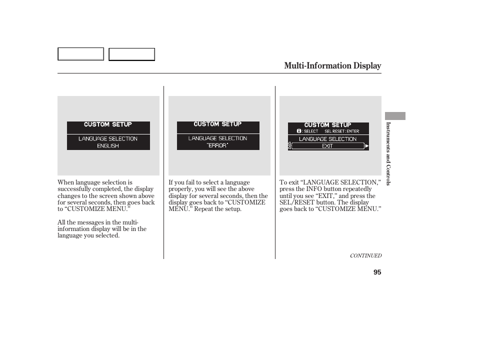 Multi-information display | HONDA 2005 Odyssey - Owner's Manual User Manual | Page 96 / 414