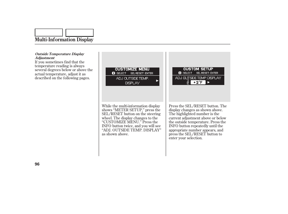 Multi-information display | HONDA 2005 Odyssey - Owner's Manual User Manual | Page 97 / 414