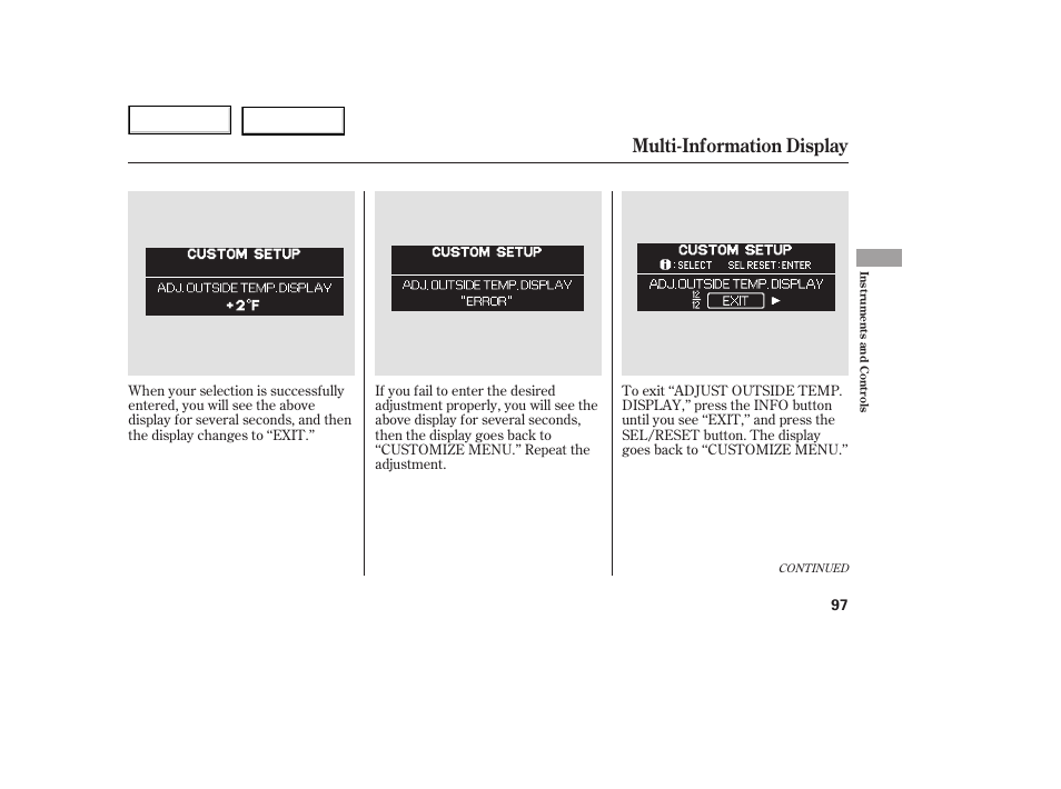 Multi-information display | HONDA 2005 Odyssey - Owner's Manual User Manual | Page 98 / 414