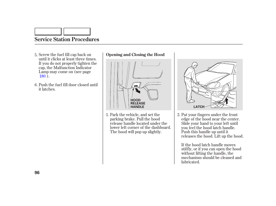 Service station procedures | HONDA 2005 Insight  - Owner's Manual User Manual | Page 97 / 218