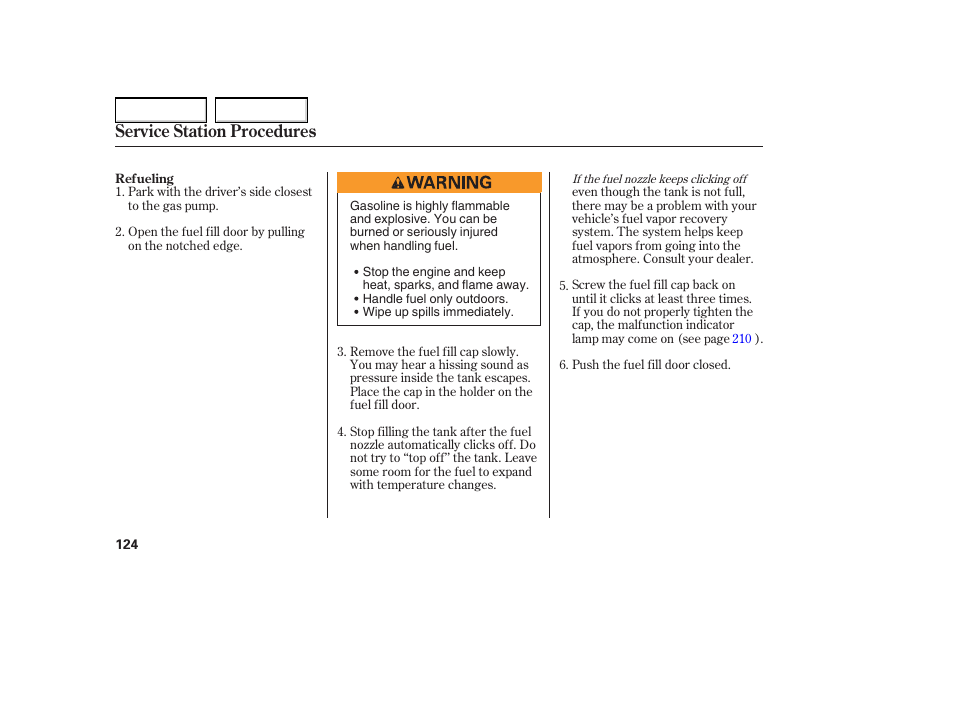 Service station procedures | HONDA 2005 Element - Owner's Manual User Manual | Page 126 / 249
