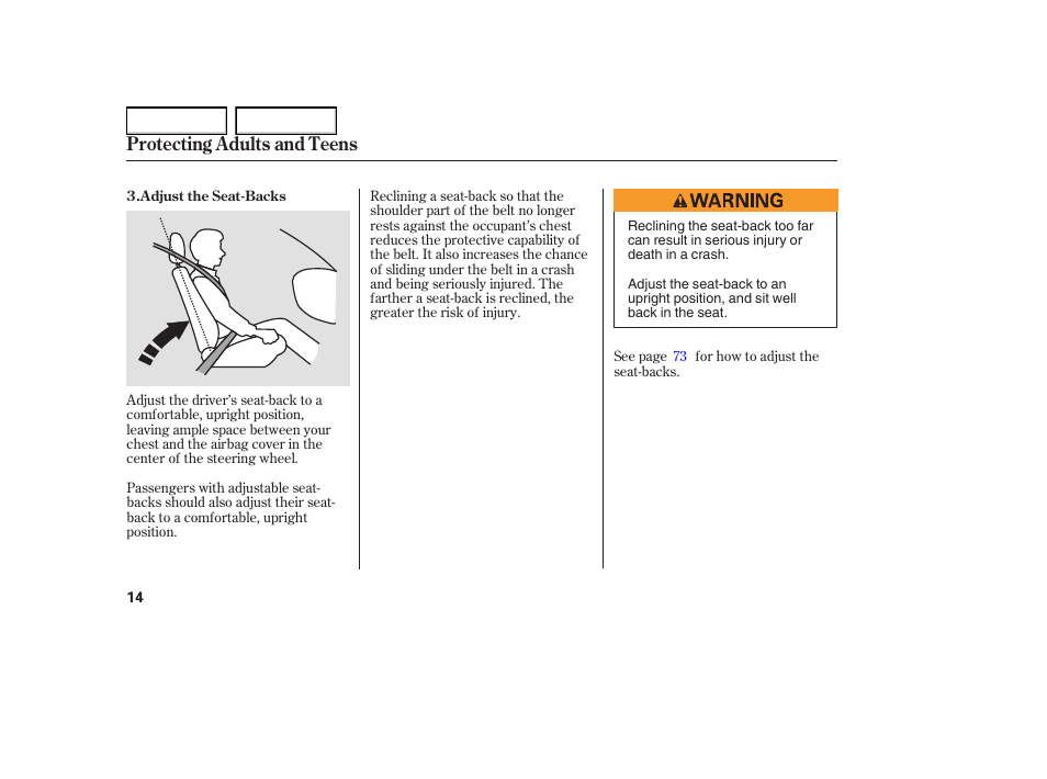 Protecting adults and teens | HONDA 2005 Element - Owner's Manual User Manual | Page 16 / 249