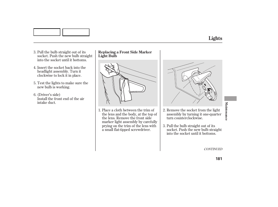 Lights | HONDA 2005 Element - Owner's Manual User Manual | Page 183 / 249