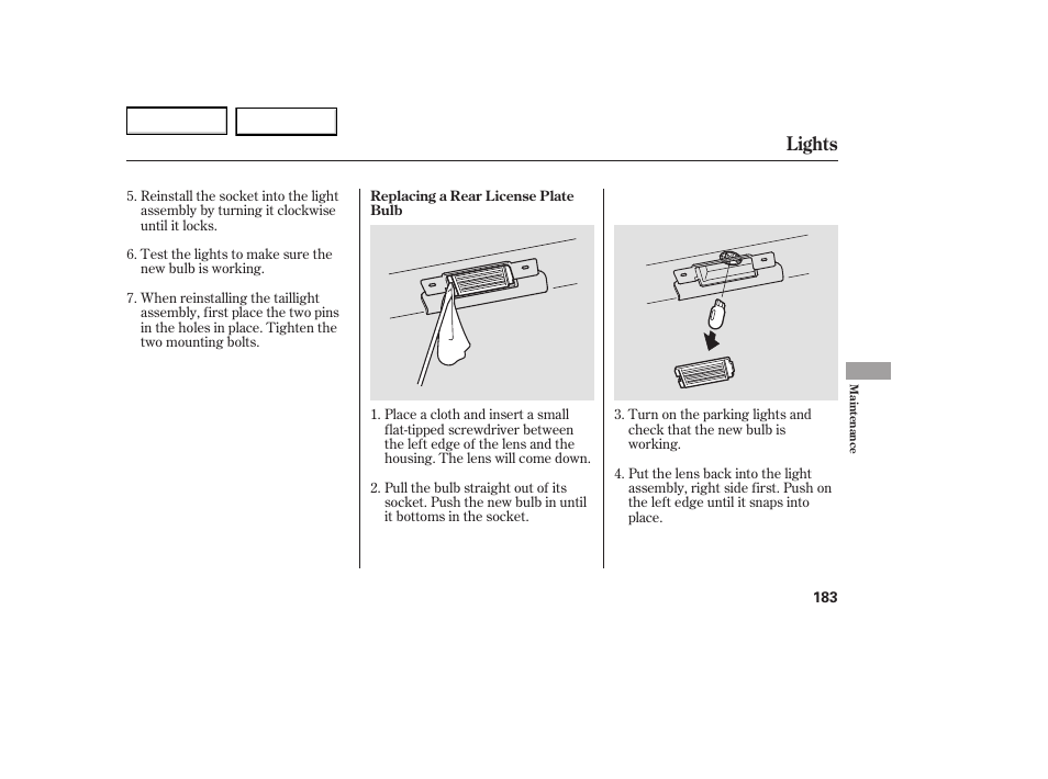 Lights | HONDA 2005 Element - Owner's Manual User Manual | Page 185 / 249