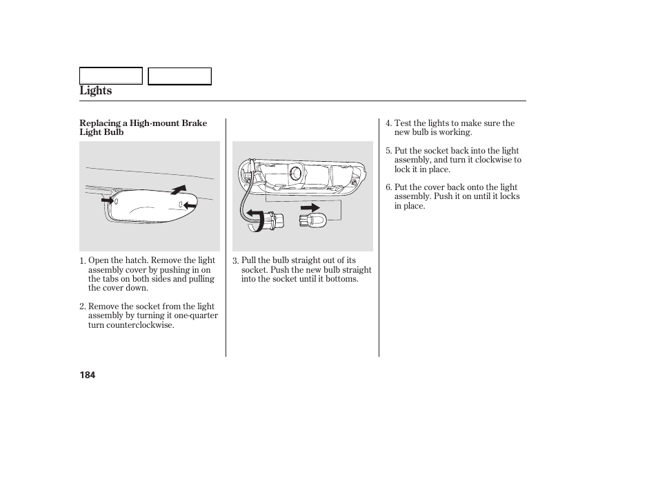 Lights | HONDA 2005 Element - Owner's Manual User Manual | Page 186 / 249