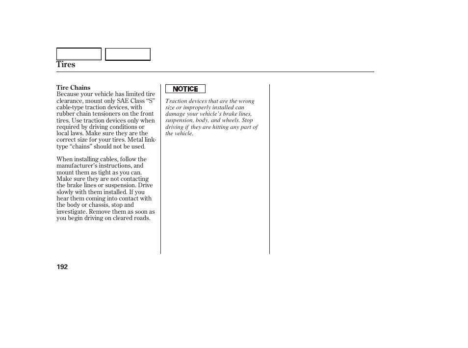 Tires | HONDA 2005 Element - Owner's Manual User Manual | Page 194 / 249