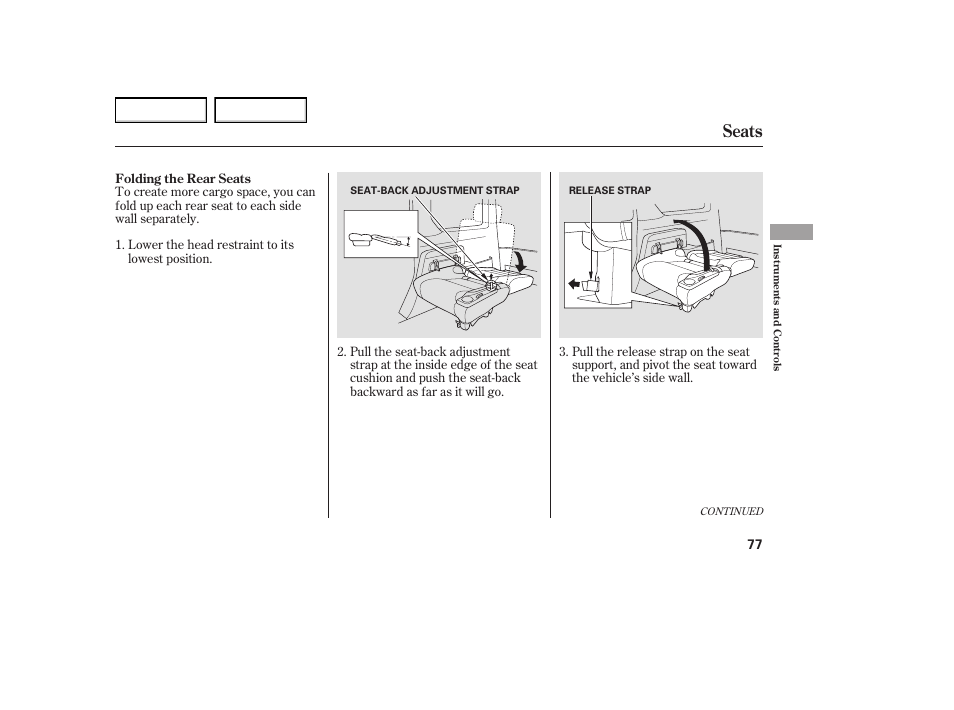 Seats | HONDA 2005 Element - Owner's Manual User Manual | Page 79 / 249