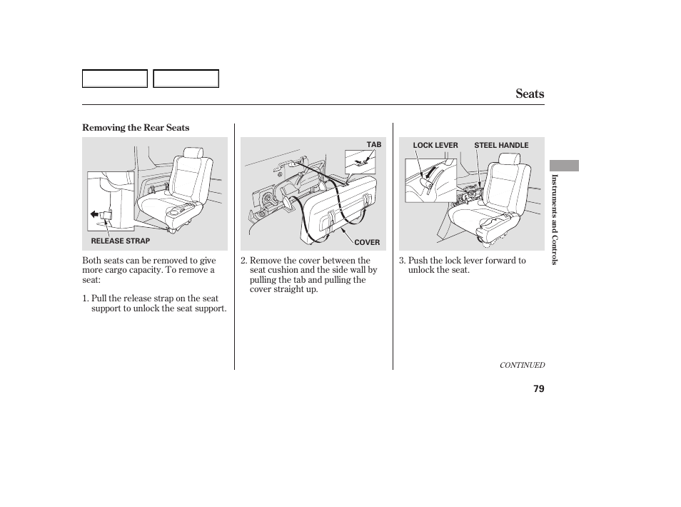 Seats | HONDA 2005 Element - Owner's Manual User Manual | Page 81 / 249