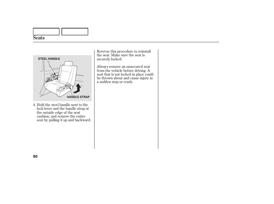 Seats | HONDA 2005 Element - Owner's Manual User Manual | Page 82 / 249