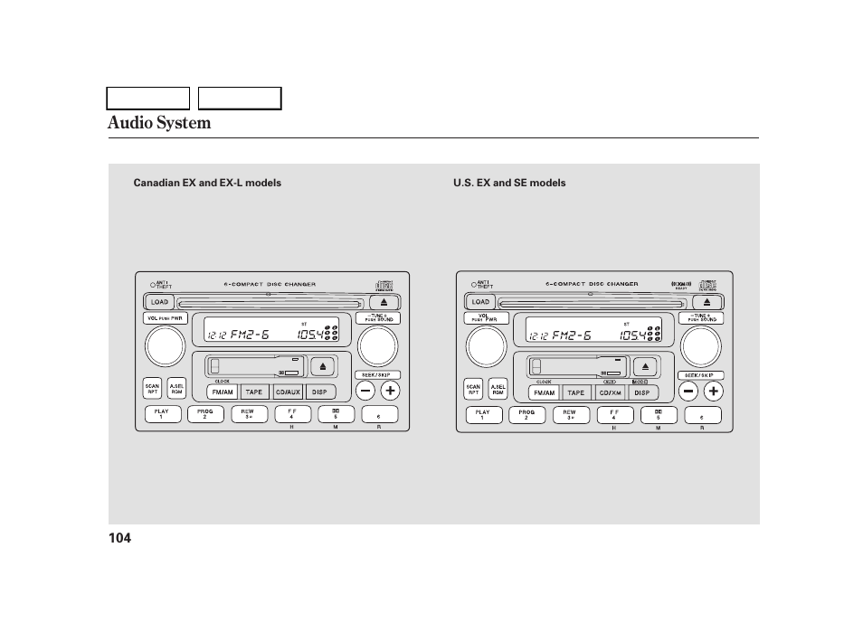 Audio system | HONDA 2005 CR-V - Owner's Manual User Manual | Page 107 / 274