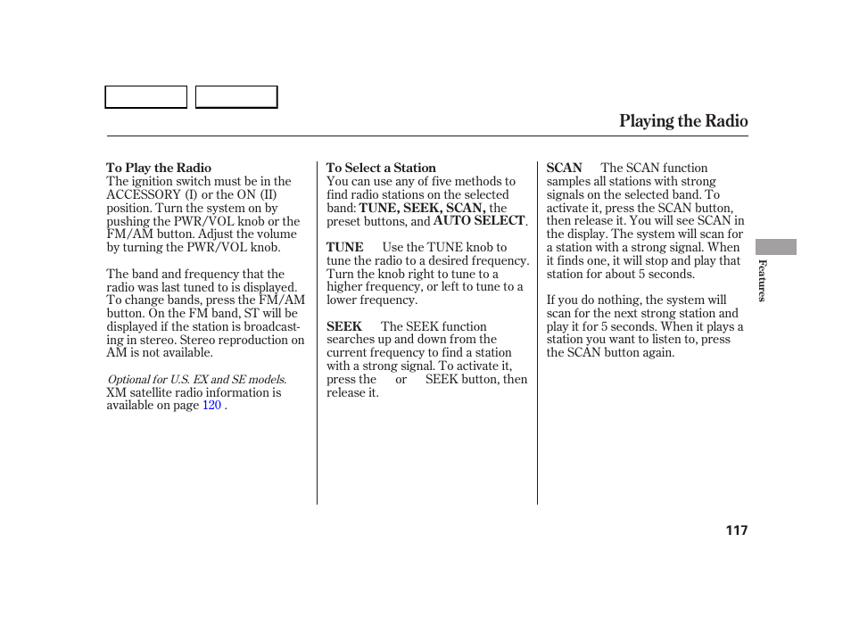 Playing the radio | HONDA 2005 CR-V - Owner's Manual User Manual | Page 120 / 274