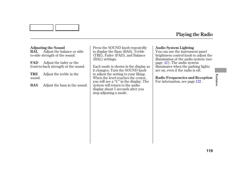Playing the radio | HONDA 2005 CR-V - Owner's Manual User Manual | Page 122 / 274