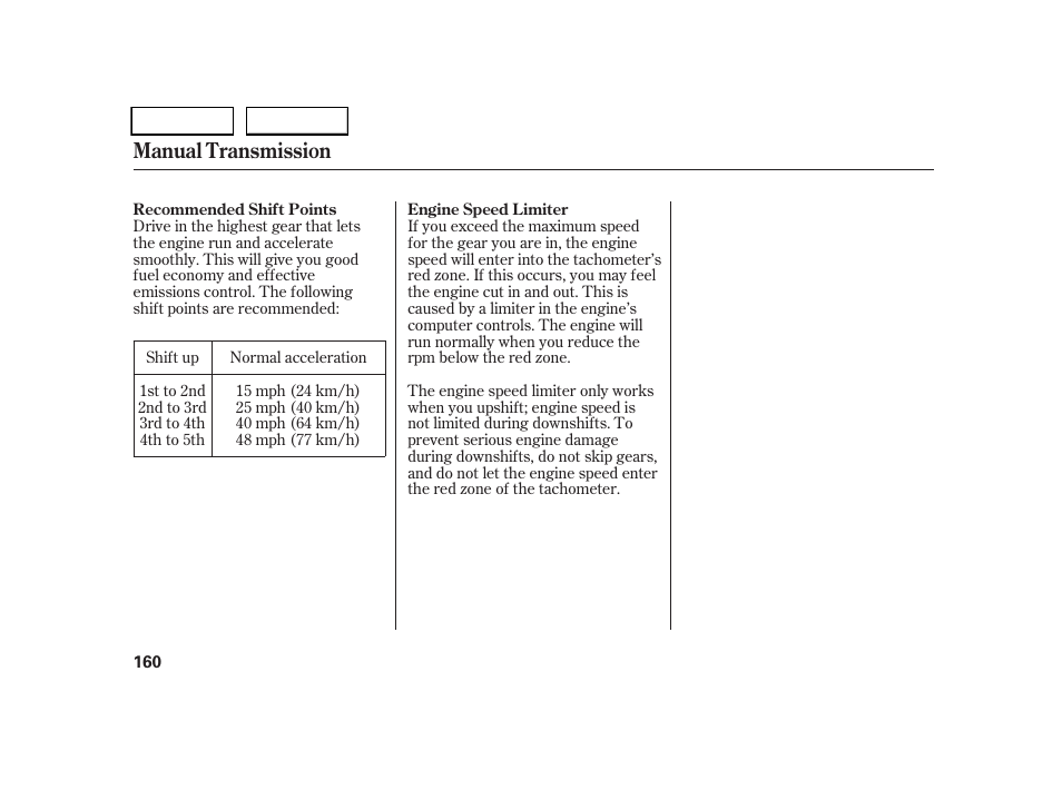 Manual transmission | HONDA 2005 CR-V - Owner's Manual User Manual | Page 163 / 274