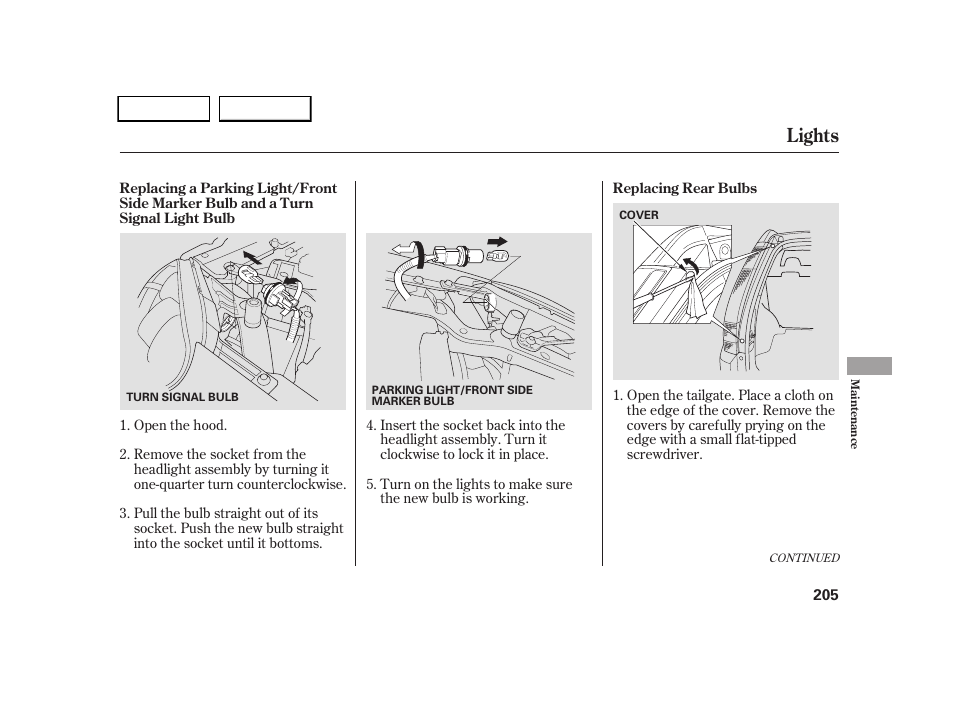 Lights | HONDA 2005 CR-V - Owner's Manual User Manual | Page 208 / 274