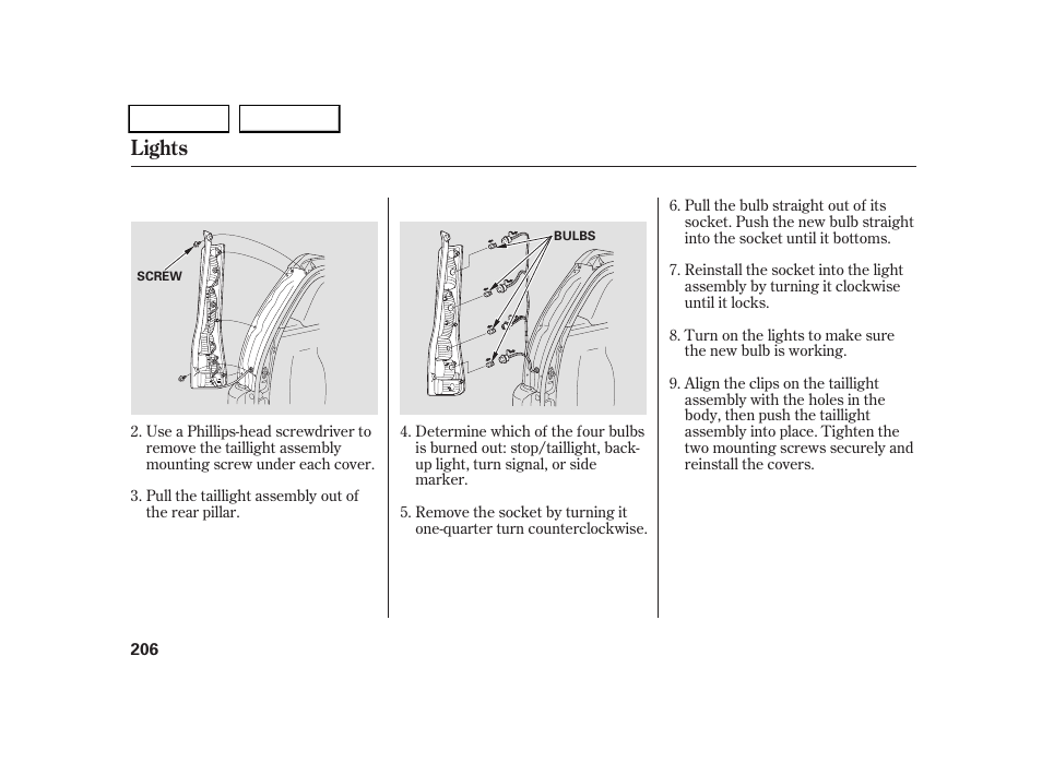 Lights | HONDA 2005 CR-V - Owner's Manual User Manual | Page 209 / 274