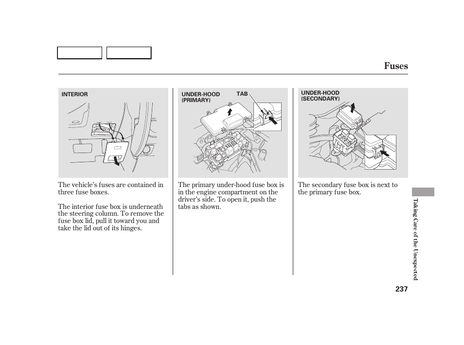 Fuses | HONDA 2005 CR-V - Owner's Manual User Manual | Page 240 / 274