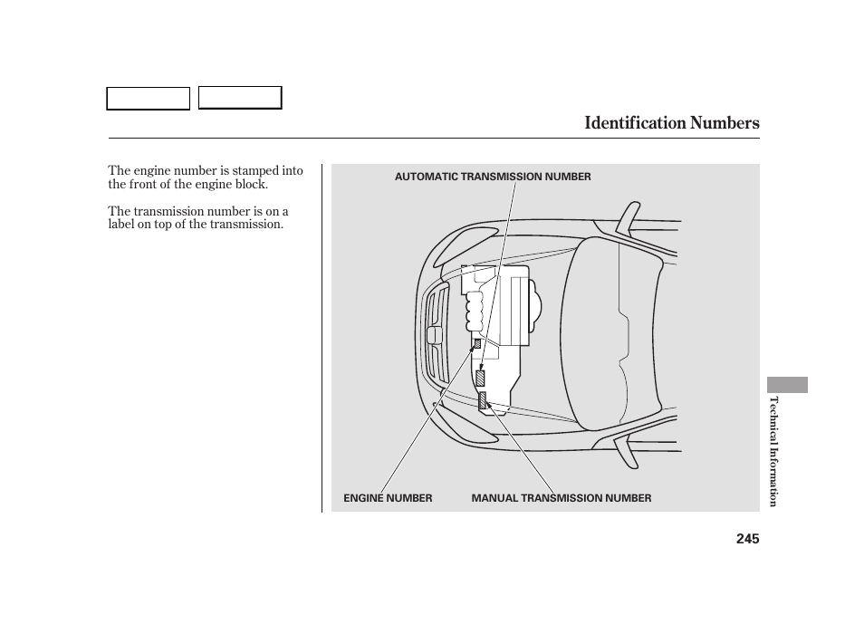 Identification numbers | HONDA 2005 CR-V - Owner's Manual User Manual | Page 248 / 274
