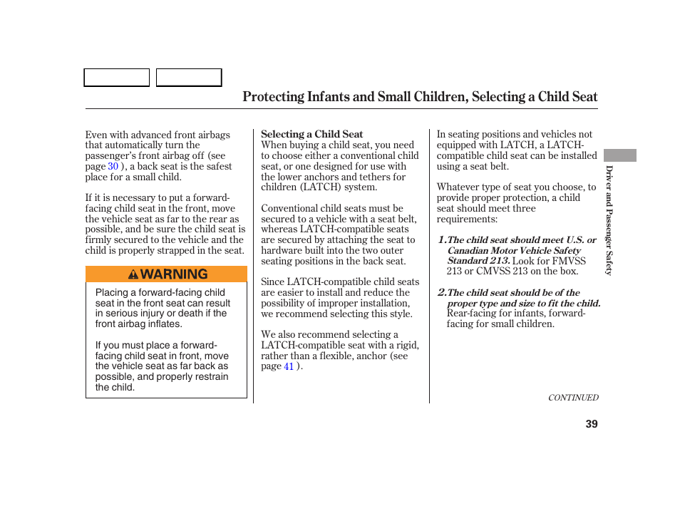 HONDA 2005 CR-V - Owner's Manual User Manual | Page 42 / 274
