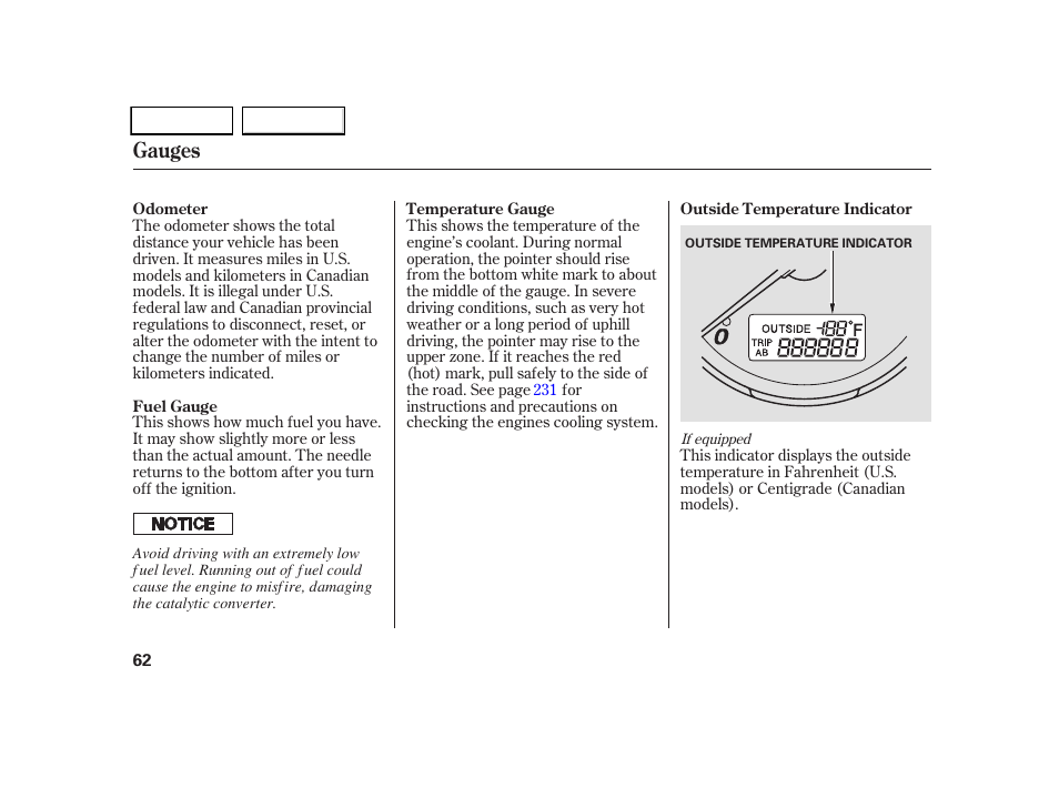 Gauges | HONDA 2005 CR-V - Owner's Manual User Manual | Page 65 / 274
