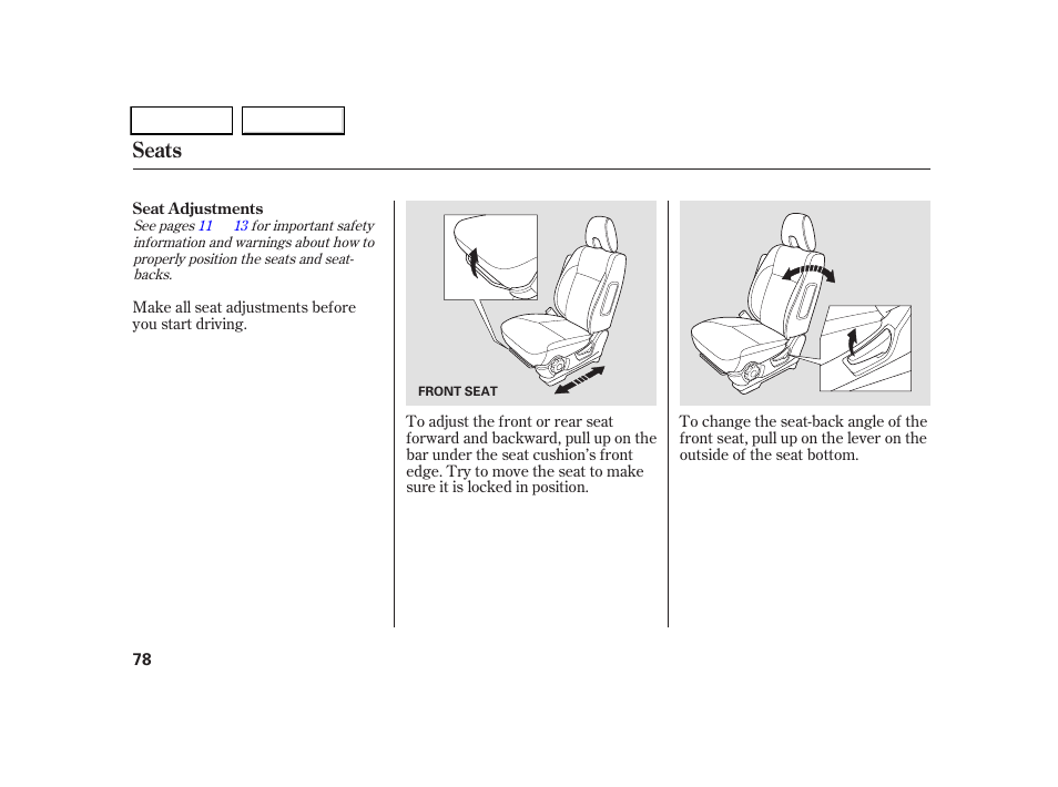 Seats | HONDA 2005 CR-V - Owner's Manual User Manual | Page 81 / 274