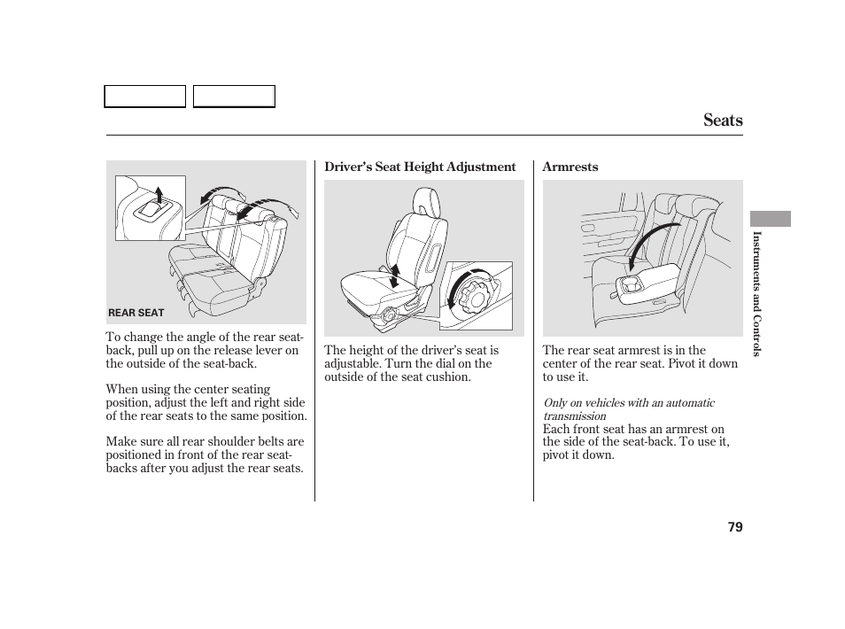 Seats | HONDA 2005 CR-V - Owner's Manual User Manual | Page 82 / 274