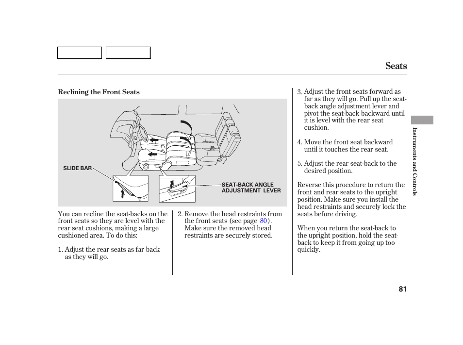 Seats | HONDA 2005 CR-V - Owner's Manual User Manual | Page 84 / 274