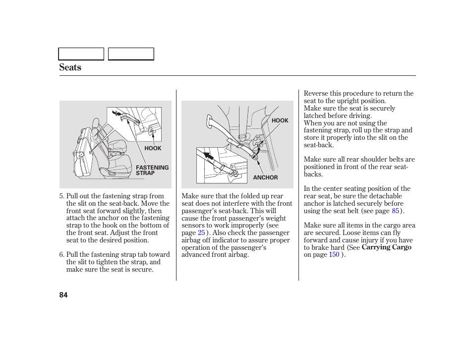 Seats | HONDA 2005 CR-V - Owner's Manual User Manual | Page 87 / 274
