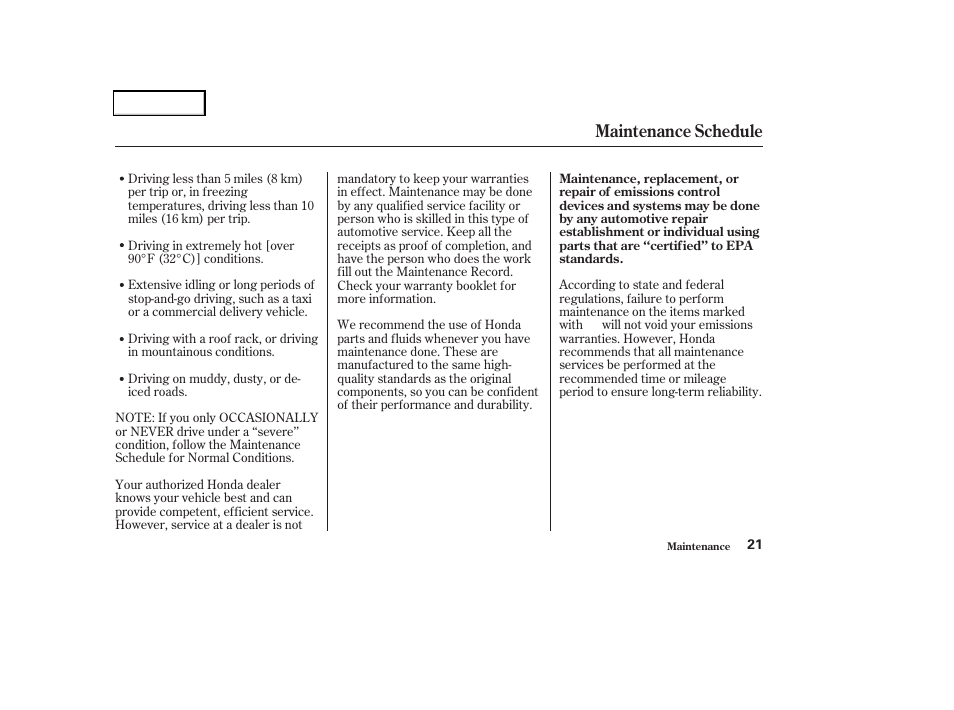Maintenance schedule | HONDA 2004 Civic GX - Owner's Manual User Manual | Page 22 / 45