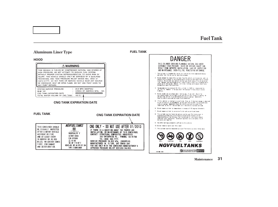Fuel tank | HONDA 2004 Civic GX - Owner's Manual User Manual | Page 32 / 45