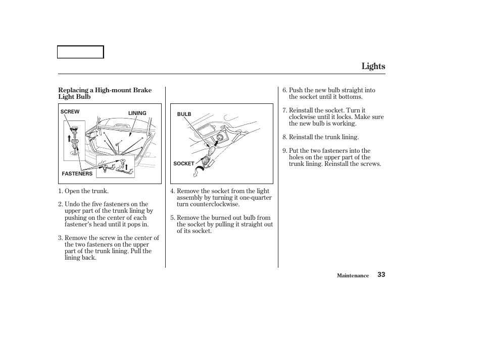 Lights | HONDA 2004 Civic GX - Owner's Manual User Manual | Page 34 / 45