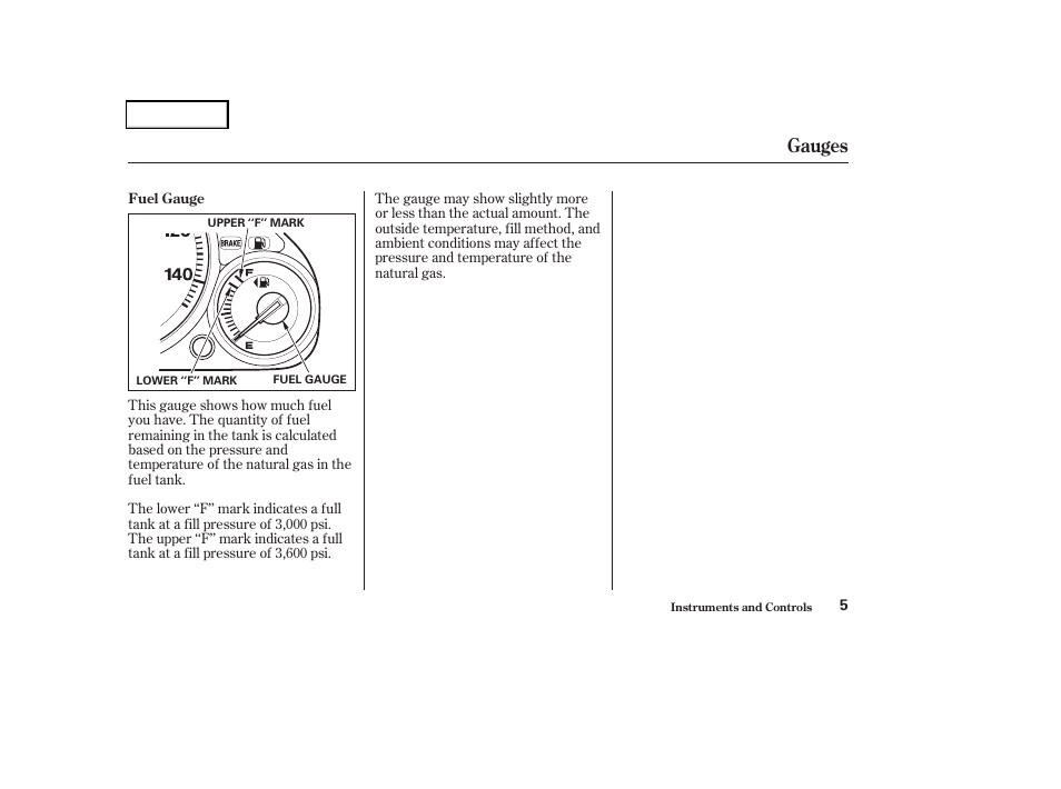 Gauges | HONDA 2004 Civic GX - Owner's Manual User Manual | Page 6 / 45