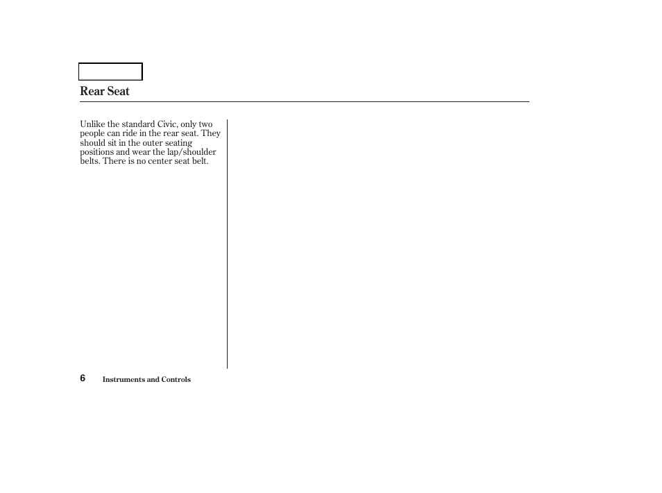 Rear seat | HONDA 2004 Civic GX - Owner's Manual User Manual | Page 7 / 45