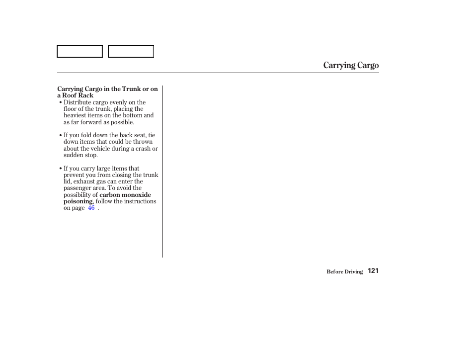 Carrying cargo | HONDA 2004 Civic Sedan - Owner's Manual User Manual | Page 124 / 224