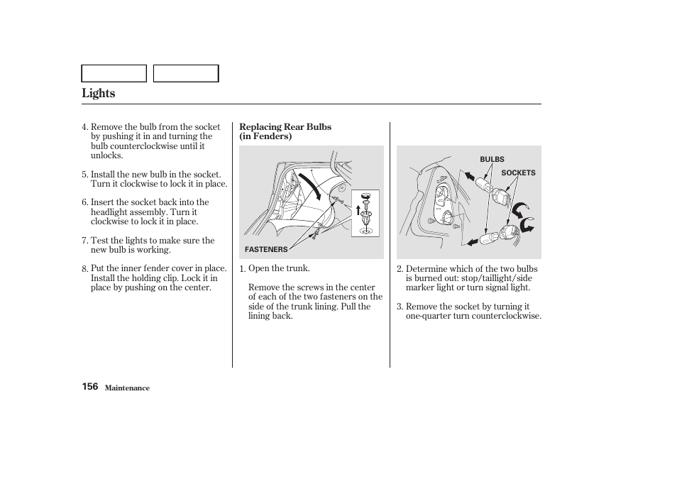 Lights | HONDA 2004 Civic Sedan - Owner's Manual User Manual | Page 159 / 224