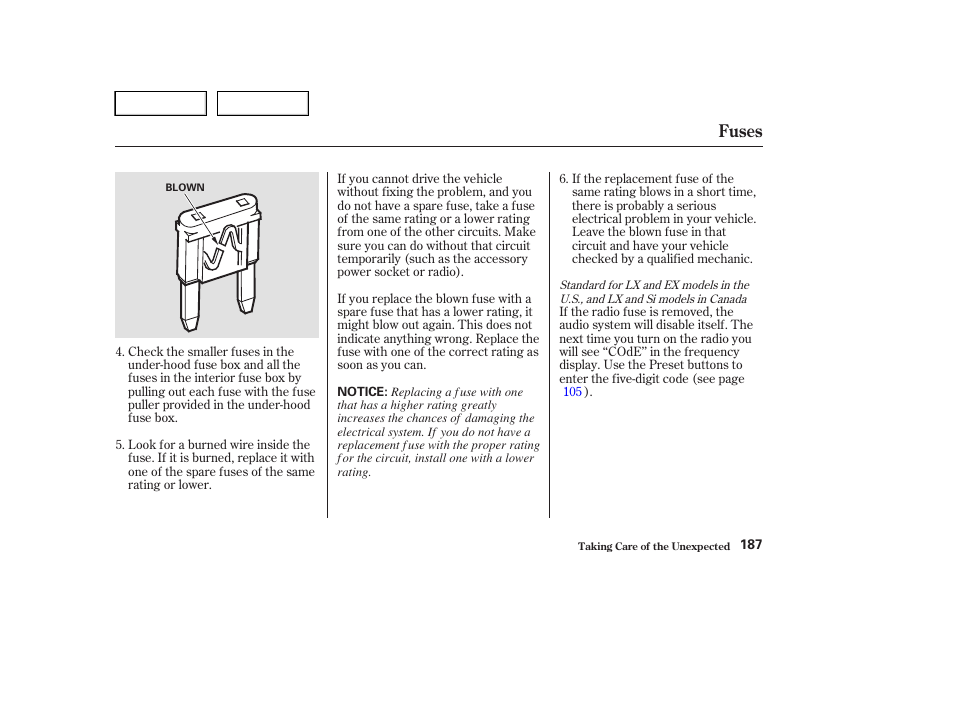 Fuses | HONDA 2004 Civic Sedan - Owner's Manual User Manual | Page 190 / 224