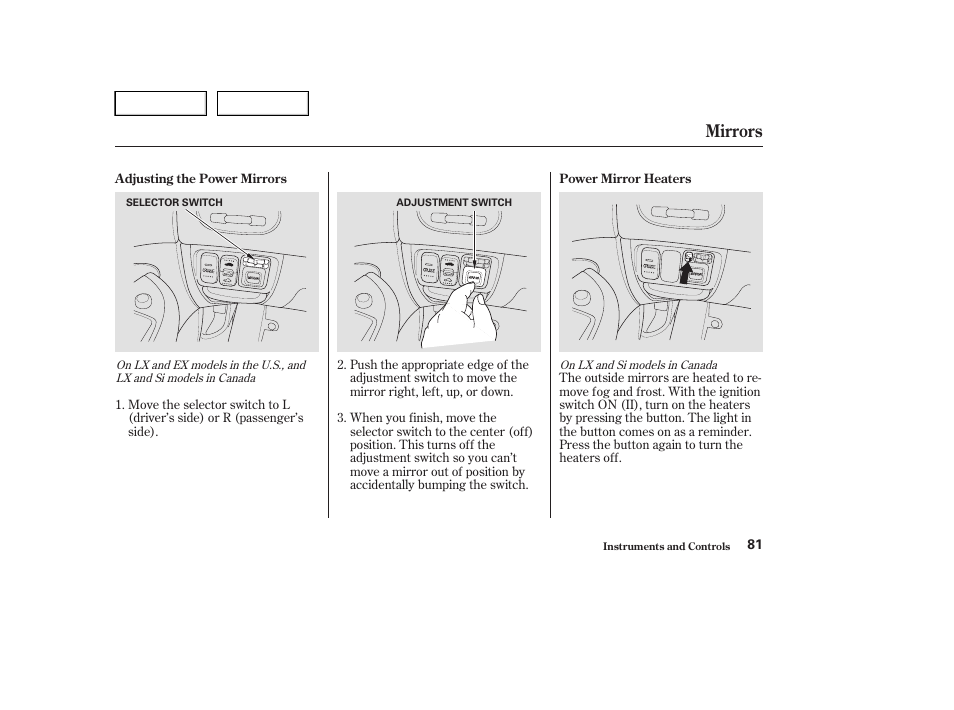 Mirrors | HONDA 2004 Civic Sedan - Owner's Manual User Manual | Page 84 / 224