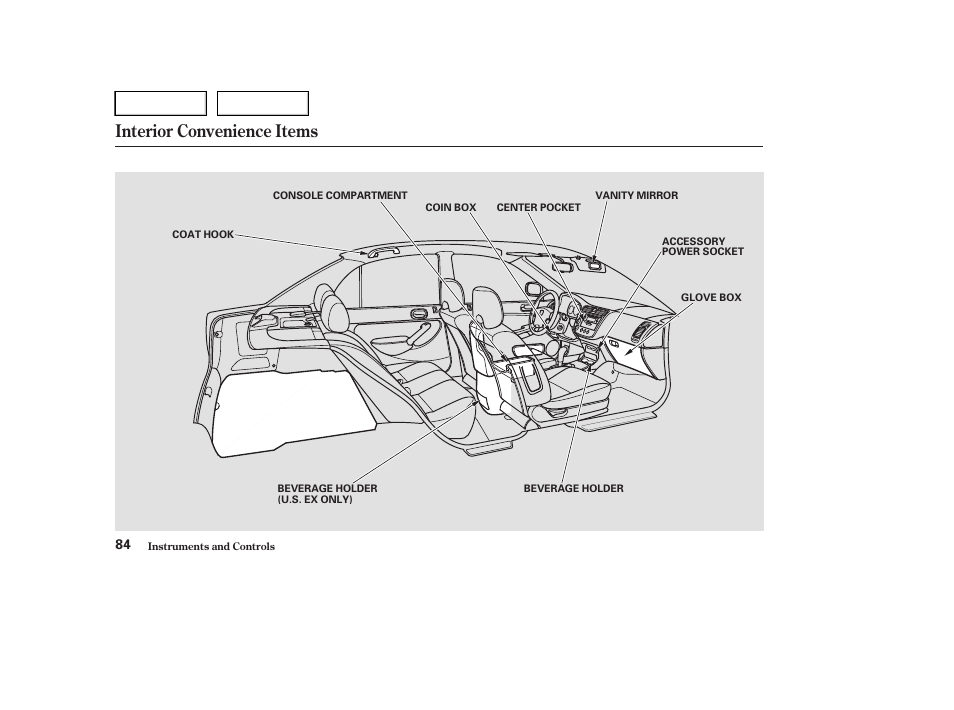 Interior convenience items | HONDA 2004 Civic Sedan - Owner's Manual User Manual | Page 87 / 224