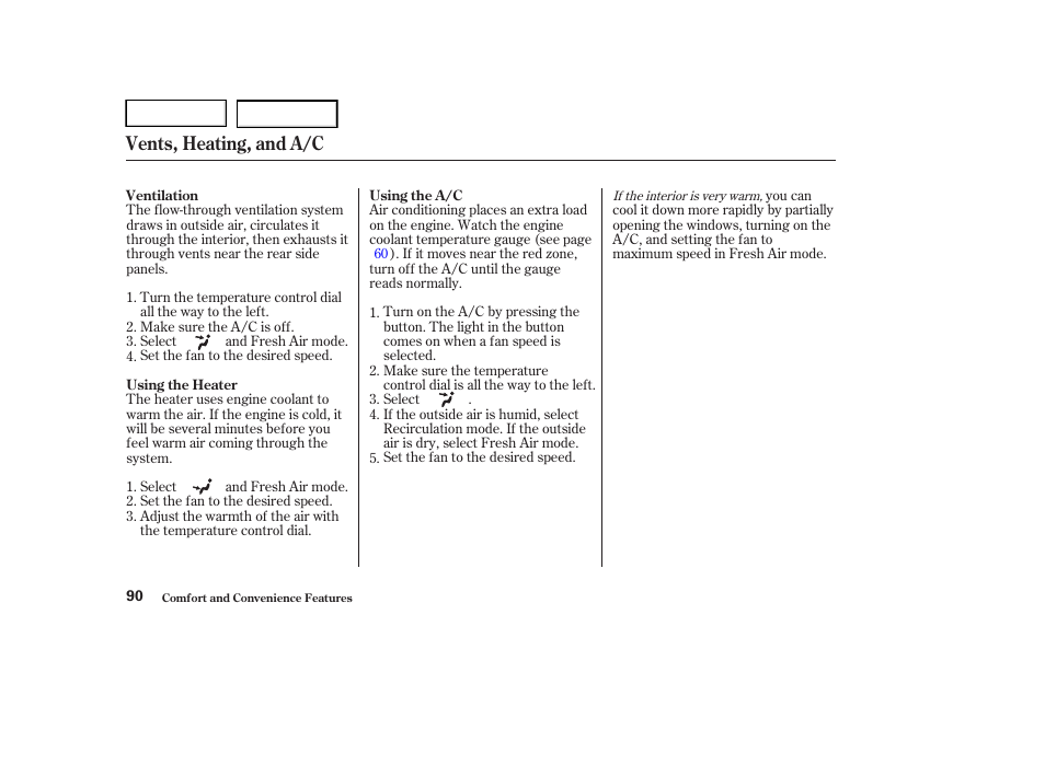 Vents, heating, and a/c | HONDA 2004 Civic Sedan - Owner's Manual User Manual | Page 93 / 224