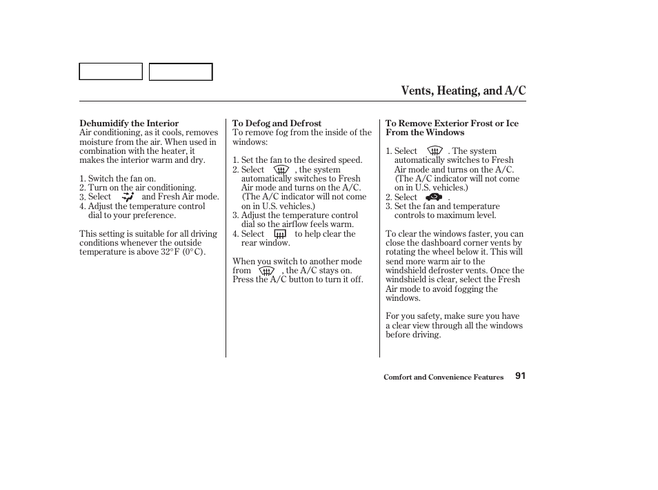 Vents, heating, and a/c | HONDA 2004 Civic Sedan - Owner's Manual User Manual | Page 94 / 224