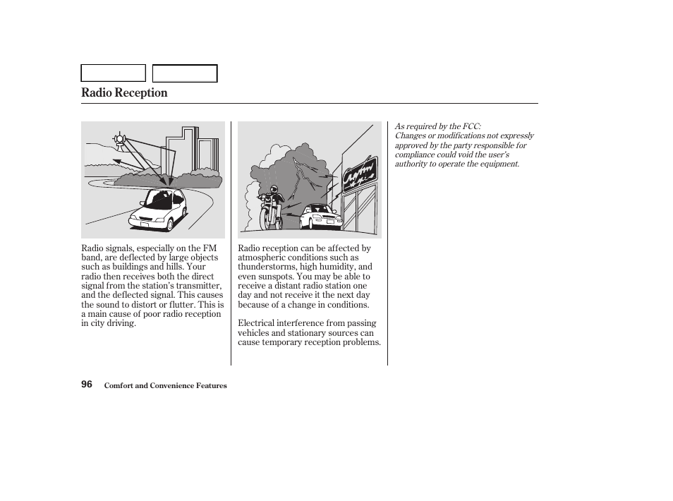 Radio reception | HONDA 2004 Civic Sedan - Owner's Manual User Manual | Page 99 / 224