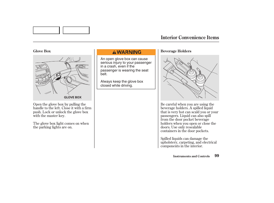 Interior convenience items | HONDA 2004 Civic Coupe - Owner's Manual User Manual | Page 102 / 317