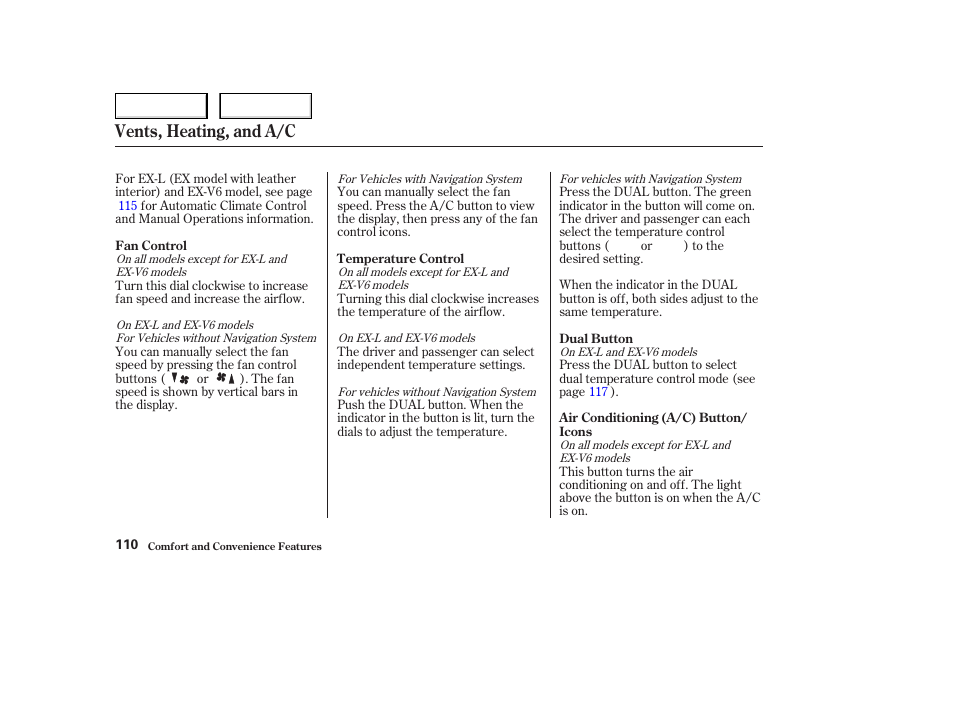 Vents, heating, and a/c | HONDA 2004 Civic Coupe - Owner's Manual User Manual | Page 113 / 317