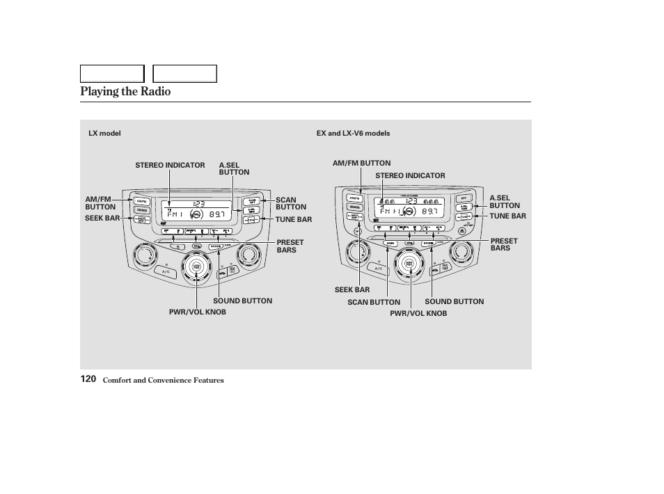 Playing the radio | HONDA 2004 Civic Coupe - Owner's Manual User Manual | Page 123 / 317