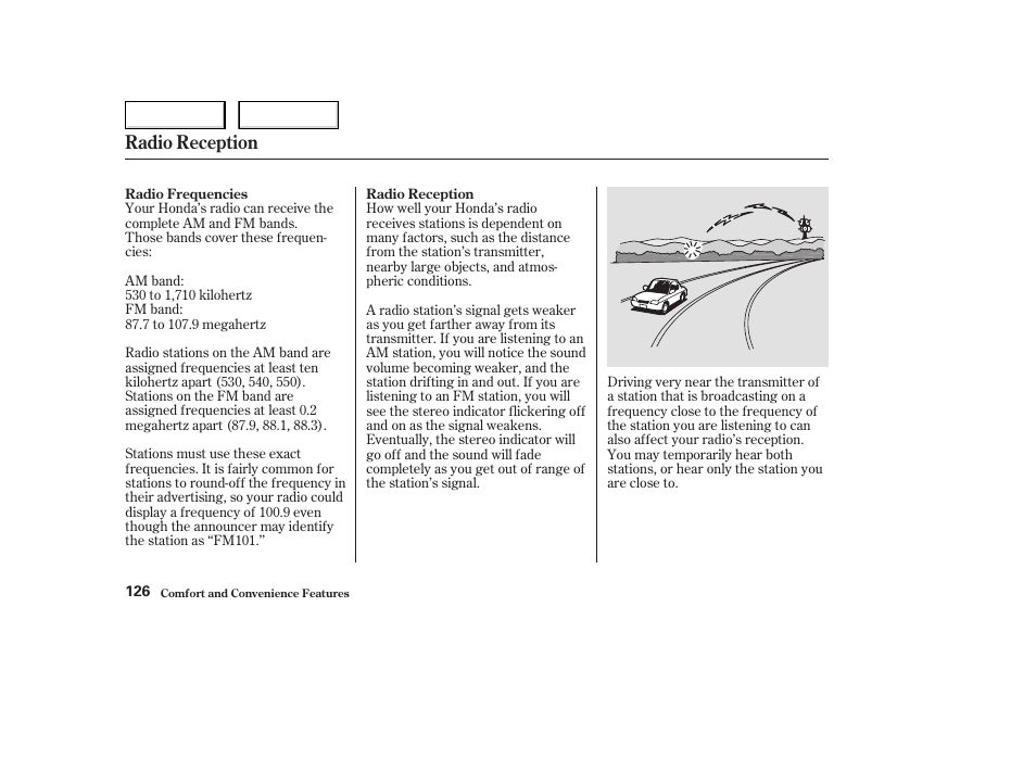 Radio reception | HONDA 2004 Civic Coupe - Owner's Manual User Manual | Page 129 / 317