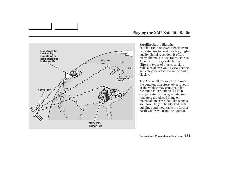 Playing the xm satellite radio | HONDA 2004 Civic Coupe - Owner's Manual User Manual | Page 134 / 317