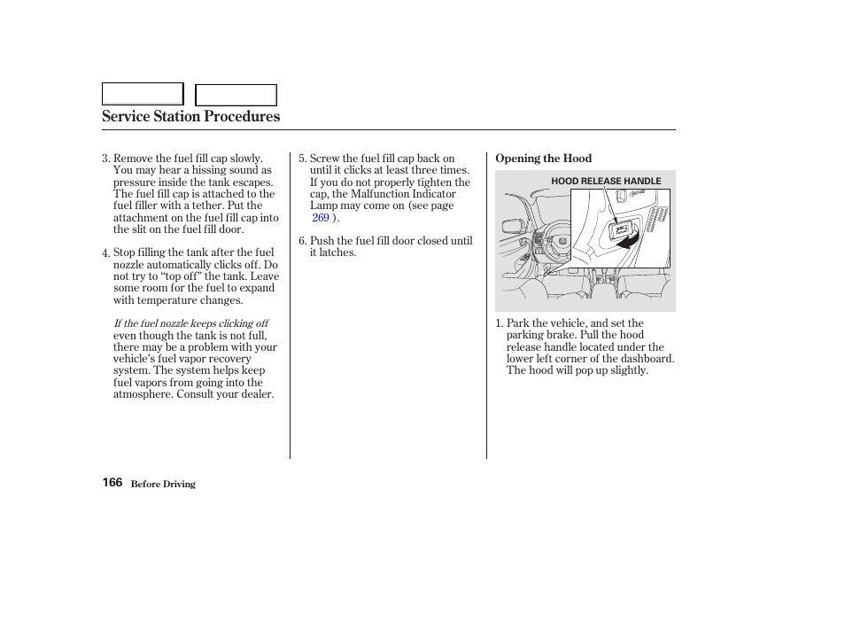 Service station procedures | HONDA 2004 Civic Coupe - Owner's Manual User Manual | Page 169 / 317