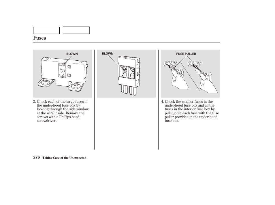 Fuses | HONDA 2004 Civic Coupe - Owner's Manual User Manual | Page 279 / 317