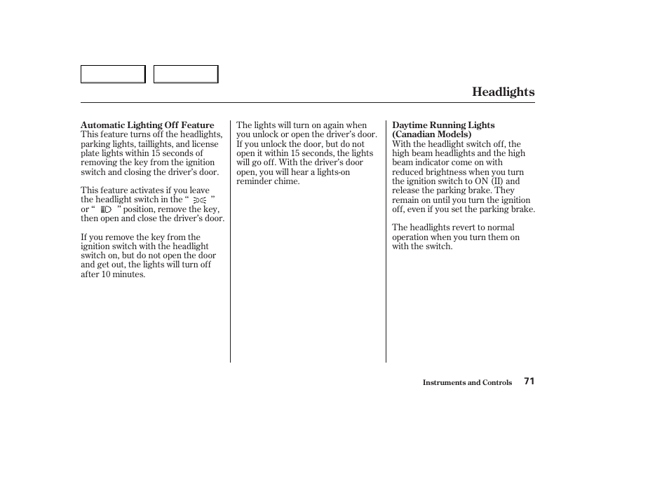 Headlights | HONDA 2004 Civic Coupe - Owner's Manual User Manual | Page 74 / 317